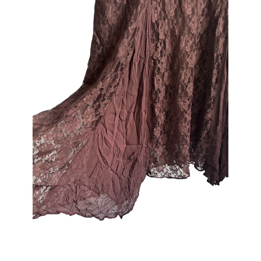 Vintage 90’s‎ Y2K Size 16 Brown Lace Sequined Beaded Maxi Dress - Picture 7 of 8